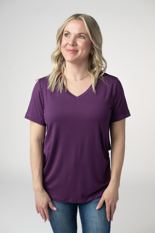 Purple Relaxed Fit V-Neck Top