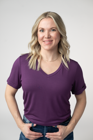 Purple Relaxed Fit V-Neck Top