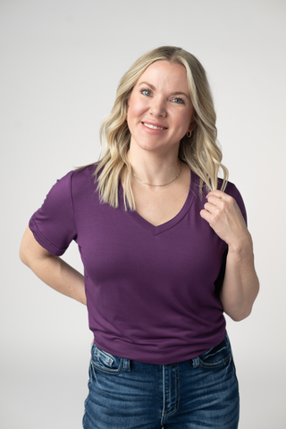 Purple Relaxed Fit V-Neck Top