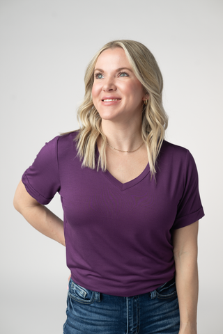 Purple Relaxed Fit V-Neck Top