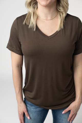 Brown Relaxed Fit V-Neck