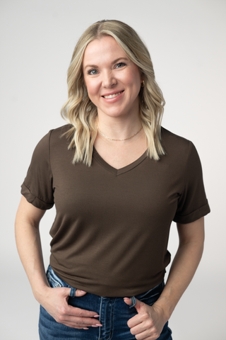 Brown Relaxed Fit V-Neck