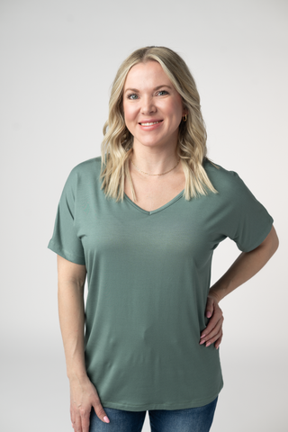 Dusty Jade V-Neck Top