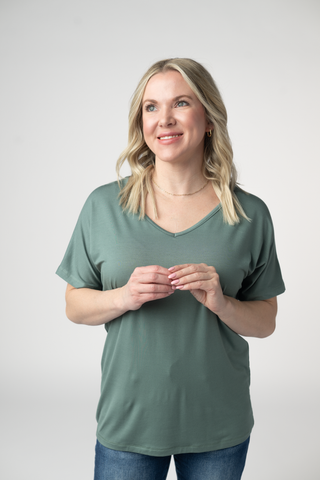 Dusty Jade V-Neck Top