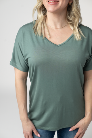 Dusty Jade V-Neck Top