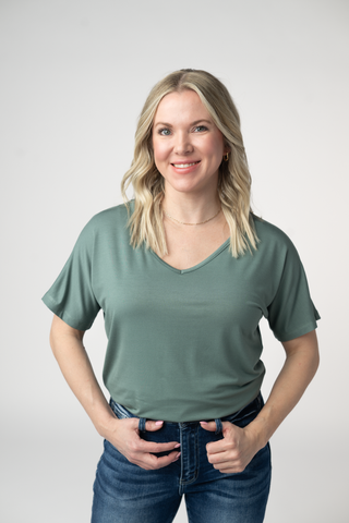 Dusty Jade V-Neck Top