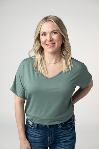 Dusty Jade V-Neck Top
