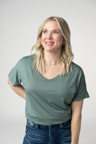 Dusty Jade V-Neck Top