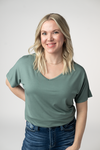Dusty Jade V-Neck Top