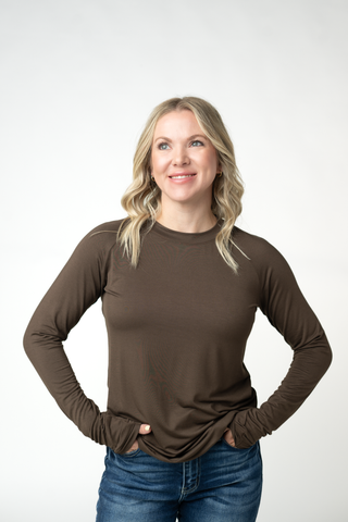 Brown Long Sleeve Top w/ Thumbholes