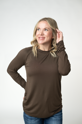Brown Long Sleeve Top w/ Thumbholes