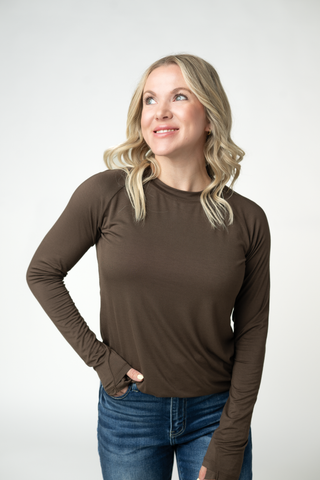 Brown Long Sleeve Top w/ Thumbholes