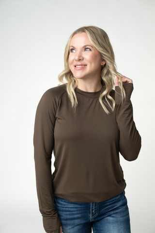 Brown Long Sleeve Top w/ Thumbholes
