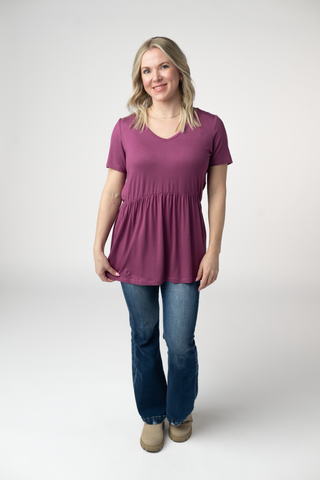 Mulberry V-Neck Babydoll Top