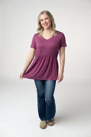 Mulberry V-Neck Babydoll Top