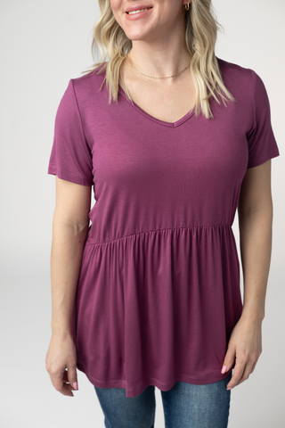 Mulberry V-Neck Babydoll Top