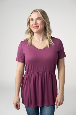 Mulberry V-Neck Babydoll Top