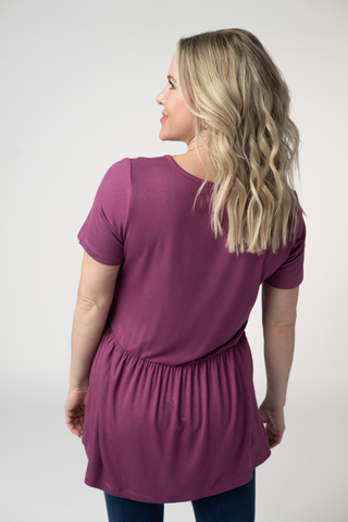 Mulberry V-Neck Babydoll Top