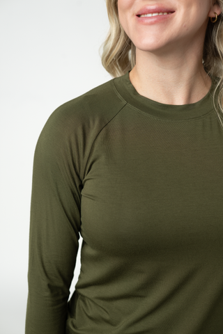 Dark Olive Long Sleeve Top w/ Thumbholes