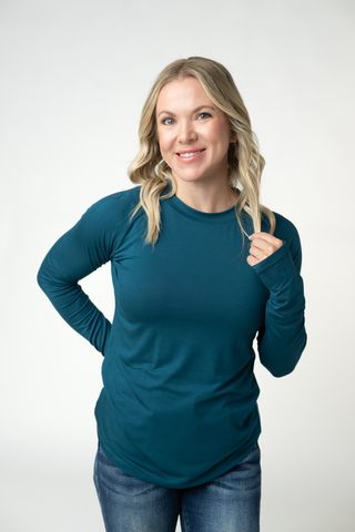 Teal Long Sleeve Top w/ Thumbholes