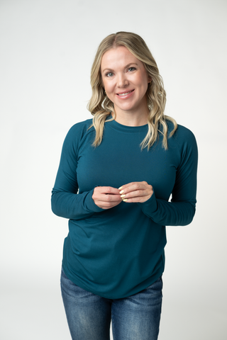 Teal Long Sleeve Top w/ Thumbholes