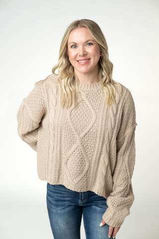 Latte Cable Knit Sweater