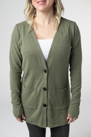 Heather Olive Cardigan