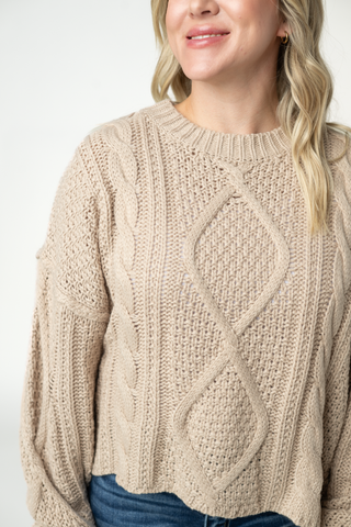 Latte Cable Knit Sweater