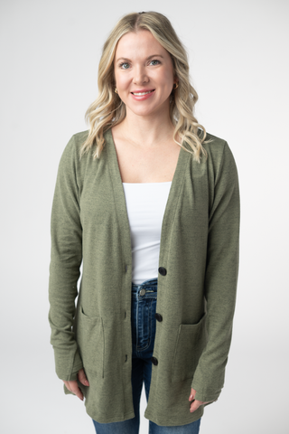 Heather Olive Cardigan