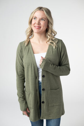 Heather Olive Cardigan
