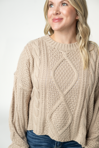 Latte Cable Knit Sweater