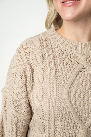 Latte Cable Knit Sweater