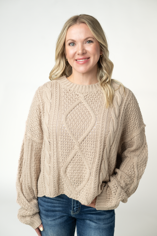 Latte Cable Knit Sweater