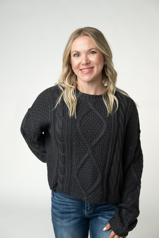 Charcoal Cable Knit Sweater