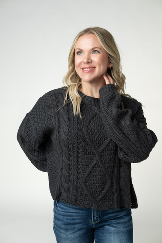 Charcoal Cable Knit Sweater