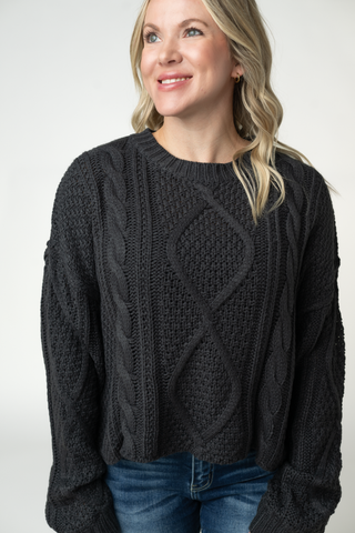 Charcoal Cable Knit Sweater