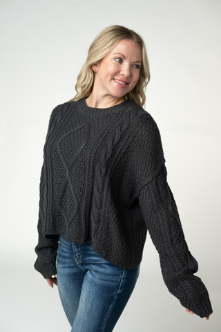 Charcoal Cable Knit Sweater