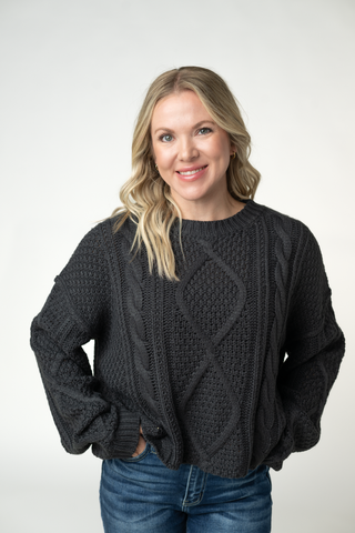 Charcoal Cable Knit Sweater