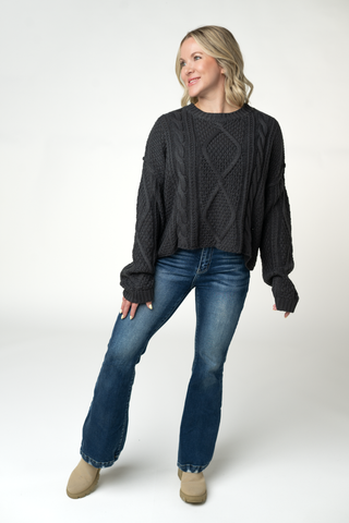 Charcoal Cable Knit Sweater