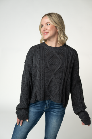 Charcoal Cable Knit Sweater