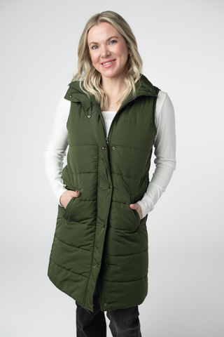 Dark Olive Harlowe Long Vest