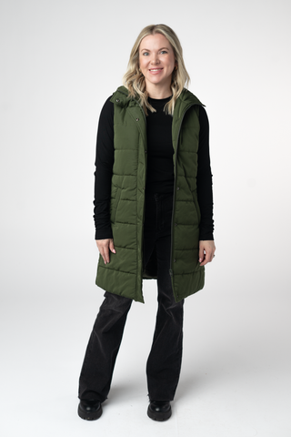 Dark Olive Harlowe Long Vest