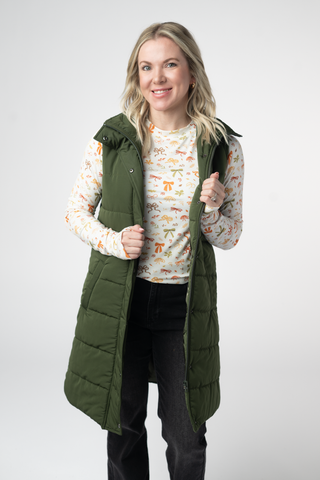 Dark Olive Harlowe Long Vest