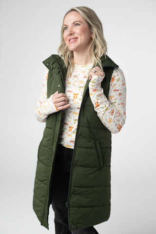 Dark Olive Harlowe Long Vest