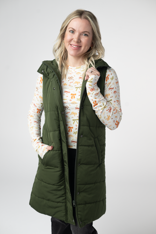 Dark Olive Harlowe Long Vest