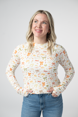 Harvest Bows Long Sleeve Top w/ Thumbholes