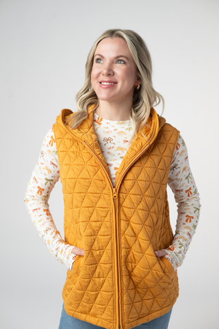 Mustard Geometric Hooded Vest
