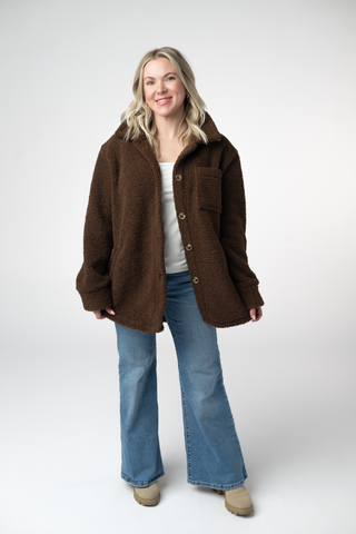 Brown Teddy Oversized Shacket