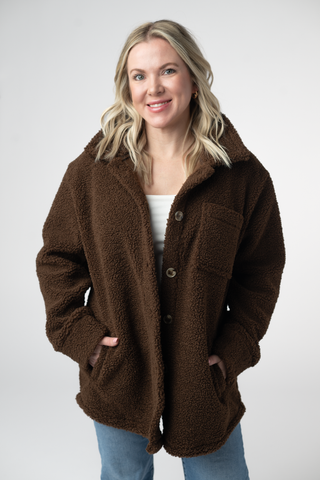 Brown Teddy Oversized Shacket