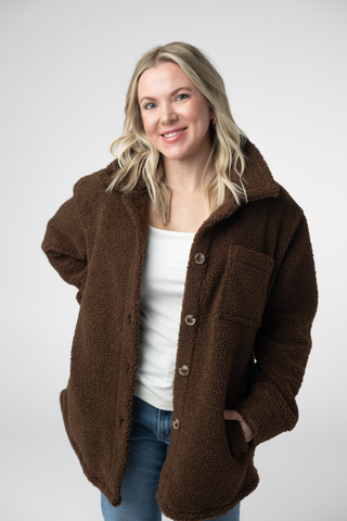Brown Teddy Oversized Shacket